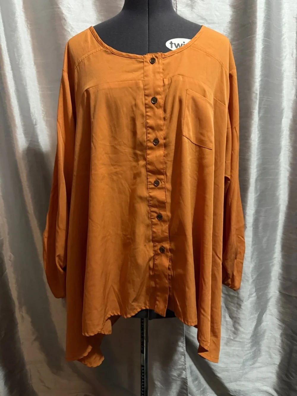 Women’s Button-Down Tunic Blouse in Rust - Picture 1 of 3